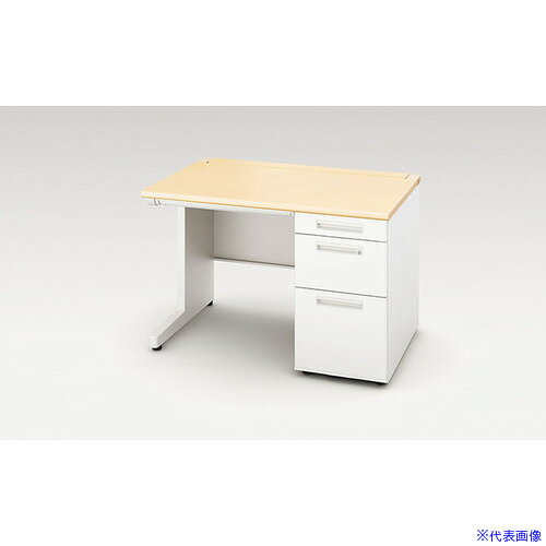 ■NAIKI 片袖デスク XEHH型/天板:シルクウッド 本体:クリアーホワイト/W1100×D800×H720 XEHH118BWS(5443444)[送料別途お見積り][法人限定][外直送]