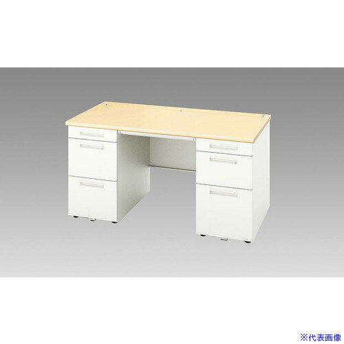 ■NAIKI 両袖デスク(ロングストローク XEHH型/天板:シルクウッド 本体:クリアーホワイト/W1400×D800×H720 XEHH148KHWS(5443532)[送料別途お見積り][法人限定][外直送]