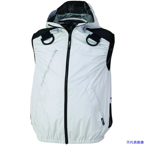 ■XEBEC 空調服遮熱ハーネスベスト(フード付き)XE98106−22−S シルバーグレー XE9810622S(5495244)[送料別途お見積り][法人限定][掲外取寄]