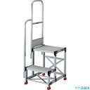 ■TRUSCO アルミ製作業用踏台 2段 高さ0.6m 天板寸法500×400 段高300mm 階段片手すり付き TSF256TK300(5515669)