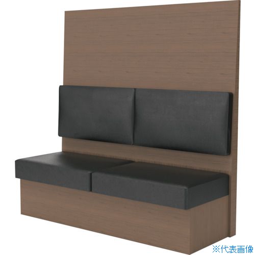 ■TRUSCO ミーティングベンチシングル H1500XW1200XD575木目ダークブラウン 生地レザーブラック MBS54DB..