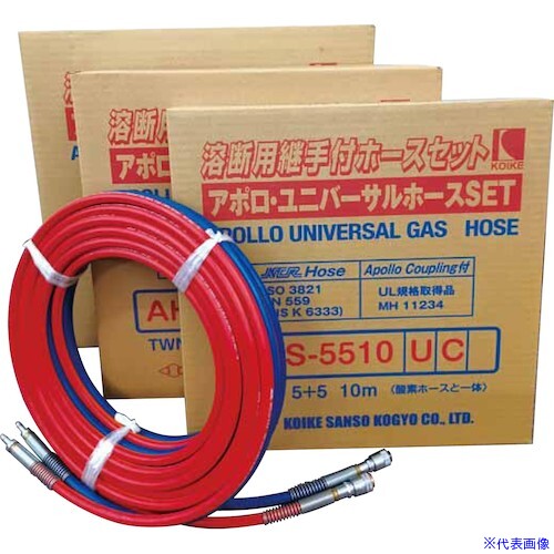オレンジブック トラスコ中山　TRUSCO小池酸素 アポロ ユニバーサルホースセット AHS−7730−UC S1D51301 〔品番:S1D51301〕[ 注番:5612379]特長●水素を含む、あらゆる燃料ガスに対応した、万能ホースです。用途●ガス溶断、ガス溶接、その他各種ガス消費設備等。仕様●ホース内径(mm)：7●ホース長さ(m)：30●常用圧力(MPa)：0.9仕様2●ツインホース（アポロコック付）継手はUL規格取得品、ホースはISO規格品です。材質/仕上セット内容/付属品注意原産国（名称）日本JANコード本体質量10000gオレンジブック トラスコ中山　TRUSCO小池酸素 アポロ ユニバーサルホースセット AHS−7730−UC S1D51301 〔品番:S1D51301〕[注番:5612379][本体質量：10000g]《包装時基本サイズ：510×510×100》〔包装時質量：10460g〕分類》工事・照明用品》溶接用品》ガス溶断用品☆納期情報：オレンジブック掲載以外でメーカー直送品【法人限定＝会社名ご記入お願い致します。】