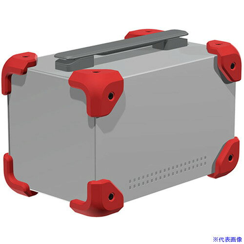 ■タカチ コーナーガード付ケース メタリックシルバー/レッド MCG141423SR(5686536)[法人限定][外直送元]