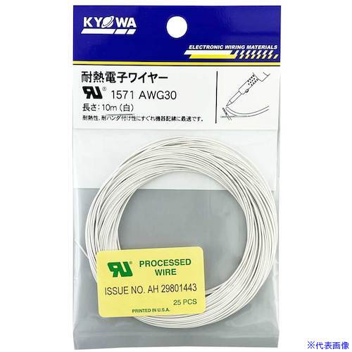 オレンジブック トラスコ中山　TRUSCOKYОWA UL耐熱架橋ビニル絶縁電線 UL1571 〔品番:UL1571AWG3010MWH〕[ 注番:5761894]特長●絶縁体が照射架橋ビニルのため、耐熱性にすぐれています。●仕上外径が細く、配線スペースを取りません。●UL-VW-1及び電気用品安全法-F-の難燃試験に合格します。用途●電気・電子機器の内部配線●小型電子機器の内部配線等仕様●芯数：1●サイズ(AWG)：30●仕上がり外径(mm)：約0.7●許容電流(30℃)(A)：2●色：白●長さ(m)：10●定格電圧(V)：30仕様2●定格温度80℃ 定格電圧30V材質/仕上セット内容/付属品注意原産国（名称）日本JANコード本体質量9.9gオレンジブック トラスコ中山　TRUSCOKYОWA UL耐熱架橋ビニル絶縁電線 UL1571 〔品番:UL1571AWG3010MWH〕[注番:5761894][本体質量：9.9g]分類》電子機器》電気・電子部品》ケーブル☆納期情報：メーカー取り寄品（弊社より発送）