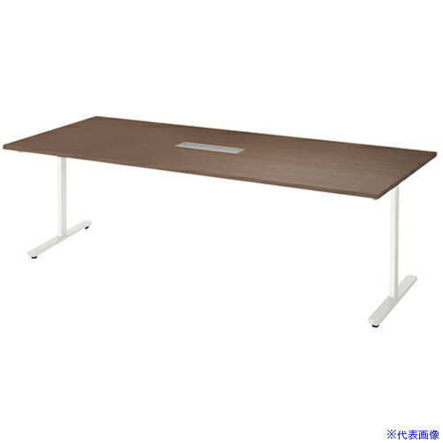 ■NAIKI ミーティングテーブル(配線付/直線テーブル モプト MP型/天板:ショコラアッシュ 脚:クリアーホワイト/W2100×D900×H720 MP2190HWCA(5796163)[送料別途お見積り][法人限定][外直送]