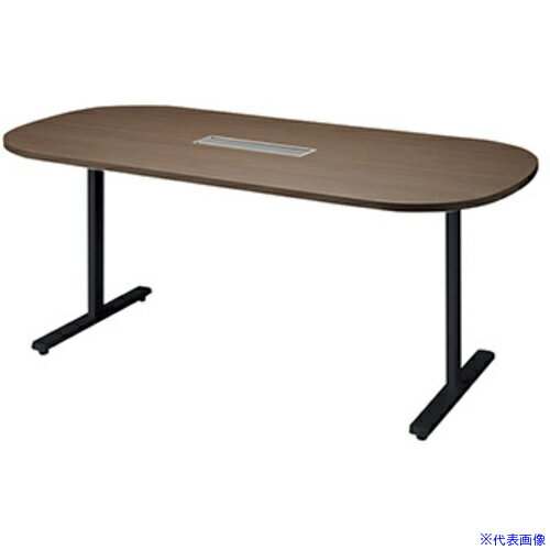 ■NAIKI ミーティングテーブル(配線付/長円テーブル モプト MP型/天板:ショコラアッシュ 脚:ブラック/W1800×D900×H720 MP1890WRHBCA(5799746)[送料別途お見積り][法人限定][外直送]