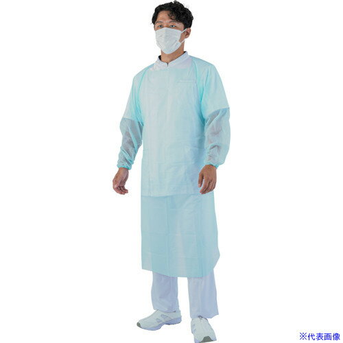 ■IRL プラスチックガウン ゴム袖 SHG001(5801322)×16[送料別途見積り][法人・事業所限定][掲外取寄]