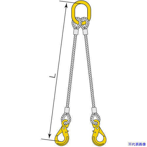 ■コンドーテック 2点吊JISロック止ワイヤ φ12×2.5M HJJ・HMM 05222KMJJ122S5(5866729)[送料別途お見積..