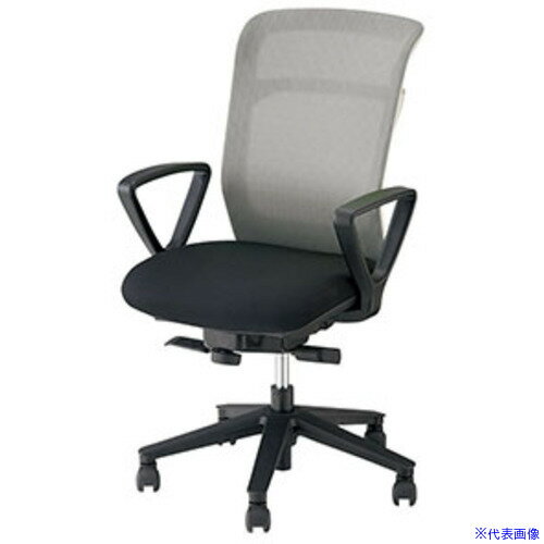 ■NAIKI ワークチェアー(肘付) パウザ PAEN型/背：グレー 座：ブラック/座：布張り 背：メッシュ/肘付 P..