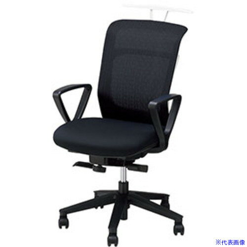 ■NAIKI 事務用チェア 背：ブラック/座：ブラック 固定肘付 ハンガー付 PAEN511FHTBK(5978636)[送料別途..