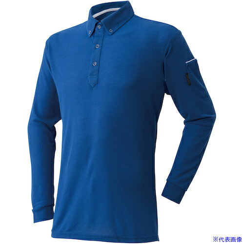 ■Atackbase 制電長袖ポロシャツブルーLL 6001504008(6071743)[送料別途見積り][法人・事業所限定][外直..