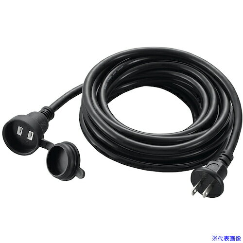 ■YAZAWA 防雨型延長コード 1個口 5m ブラック H7RP105BK(6115592)[送料別途お見積...