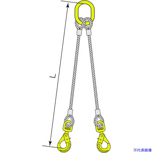 ■コンドーテック マーテック金物付JISロック止ワイヤ 2点吊 BKL スイベルフック φ9×3M MFA−86・BKL−6 0..