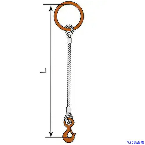 ■コンドーテック JISロック止ワイヤ 12mm 丸リング 環付きフック 1.0t 塗装 φ12×1M T01S・T16 05221RTFT121(6124434)[送料別途お見積り][法人限定][外直送]