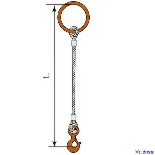 ■コンドーテック JISロック止ワイヤ 16mm 丸リング 環付きフック 2.0t 塗装 φ16×4M T02S・T19 05221RTF..