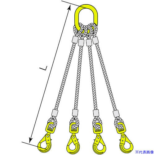 ■コンドーテック マーテック金物付JISロック止ワイヤ 4点吊 BKL スイベルフック φ16×2M MFA−1310・BKL−7/8 05224MAKL162(6125759)[送料別途お見積り][法人限定][外直送]
