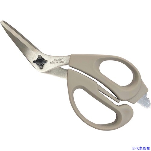 オレンジブック トラスコ中山　TRUSCOキャナリー 奥さまこだわりキッチンハサミ グレー 〔品番:FK190GL〕[ 注番:6355664]特長●ハンドルから刃先までブラックで統一されており意匠性に優れております。●ブラックは光を吸収するため乱反射防止効果があります。●『肉たたき』『にんにくつぶし』『缶フタ開け』『ビンフタ開け』『ぎんなん割り』『栓抜き』便利な機能付き。●グッドデザイン賞受賞商品です。用途●キッチンハサミに。仕様●刃長(mm)：45●刃厚(mm)：2.5●全長(mm)：187●色：グレー仕様2●キッチンハサミ材質/仕上●ステンレス刃物鋼セット内容/付属品注意原産国（名称）日本JANコード4962069075343本体質量76.6gオレンジブック トラスコ中山　TRUSCOキャナリー 奥さまこだわりキッチンハサミ グレー 〔品番:FK190GL〕[注番:6355664][本体質量：76.6g]《包装時基本サイズ：250×100×14》〔包装時質量：95g〕分類》手作業工具》ハサミ・カッター・鋸》ハサミ☆納期情報：メーカー取り寄品（弊社より発送）