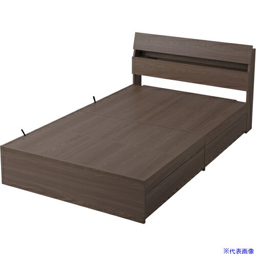 ■IRIS 105901 収納付きベッド セミダブル ウォールナット STBSSDWN(6530406)[法人限定][外直送元]