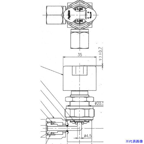 オレンジブック トラスコ中山　TRUSCOFujikin SUS鋼製ダイレクトダイヤフラムバルブ_1MPa_FUNDLCR−71G 〔品番:FUNDLCR71G6.352〕[ 注番:6535148]特長●メタルダイヤフラム構造により高気密性、高耐久性、コンパクト、デッドスペースフリー用途●半導体製造装置の超高純度ガスおよび可燃性、毒性ガスライン用仕様●呼び径A：UJRメス6.35mm●呼び径B：UJRメス6.35mm●全長(mm)：48.3●高さ(mm)：66.3●ハンドル長D(mm)：35●最高許容圧力(MPa)：1●使用温度範囲(℃)：-10〜80●Cv値max：0.25●清浄度：特級禁油●内面処理：電解研磨仕様2●作動形式：手動(90°開閉)材質/仕上●ステンレス鋼製　　ボディ材質：SUS316Lセット内容/付属品注意原産国（名称）日本JANコード本体質量320gオレンジブック トラスコ中山　TRUSCOFujikin SUS鋼製ダイレクトダイヤフラムバルブ_1MPa_FUNDLCR−71G 〔品番:FUNDLCR71G6.352〕[注番:6535148][本体質量：320g]《包装時基本サイズ：116×106×55》〔包装時質量：345g〕分類》工事・照明用品》管工機材》バルブ☆納期情報：オレンジブック掲載以外でメーカー直送品【法人限定＝会社名ご記入お願い致します。】