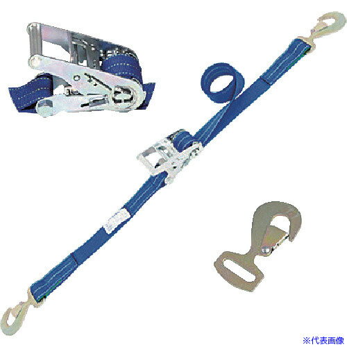 オレンジブック トラスコ中山　TRUSCOシライ ベルトラッシング(ラチェットバックル式) ベルタイト(R) エコマーク認証品 端末金具付き スナップフック付 〔品番:REK50L6SHF500〕[ 注番:6560163]特長●高強力リサイクルポリエステル糸を使用したエコマーク認定商品です。●ラチェットバックル式で、簡単な操作で確実に固縛できます。●エンドレス形・両端アイ形・その他端末金具付きがあり、さまざまな固縛シーンに対応できます。用途●運送・保管時の荷物の固定、荷崩れ防止に。仕様●最大使用荷重(t)：7.5kN(764kg)●ベルト長さ(m)巻取側：5●ベルト長さ(m)固定側：1●ベルト寸法(mm)幅×厚さ：50×2.5●色：青●両端形状：スナップフック●ベルト幅(mm)：50仕様2●ラチェットバックル式タイプ●両端形状：スナップフック●エコマーク認証商品：認証番号23105004材質/仕上●ベルト:高強力ポリエステル●金具：鋼材セット内容/付属品注意原産国（名称）日本JANコード4902043907314本体質量2.45kgオレンジブック トラスコ中山　TRUSCOシライ ベルトラッシング(ラチェットバックル式) ベルタイト(R) エコマーク認証品 端末金具付き スナップフック付 〔品番:REK50L6SHF500〕[注番:6560163][本体質量：2.45kg]《包装時基本サイズ：105×225×140》〔包装時質量：4kg〕分類》荷役用品》吊りクランプ・スリング・荷締機》荷締機☆納期情報：メーカー取り寄品（弊社より発送）