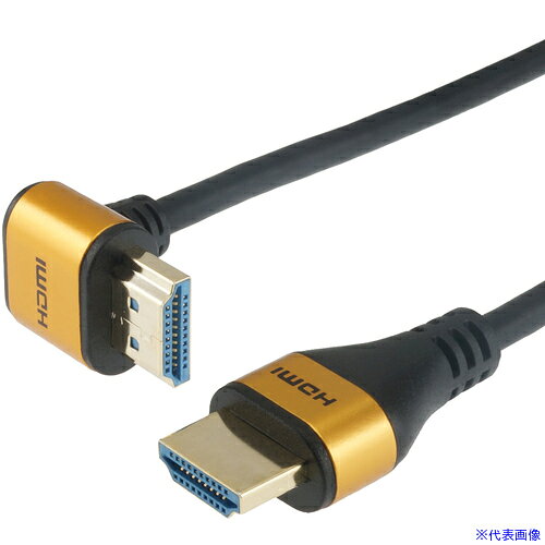 ■HORIC HDMIケーブル L型270度 1m ゴールド HL10−568GD HL10568GD(6610959)[送料別途お見積り][法人限定][外直送]