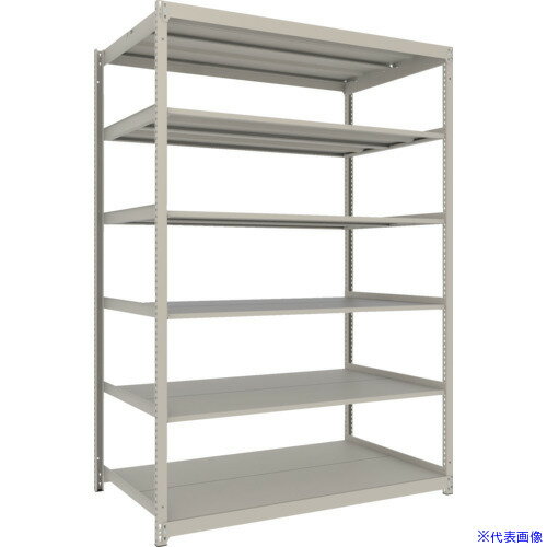 ■TRUSCO スチールラック 薄板ラック(棚板分割タイプ、耐荷重100Kg)1500×595×H2100 6段単体 ネオグレー UL7566(NG)(6626576)(3.0)