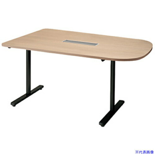 ■NAIKI ミーティングテーブル(配線付/半長円テーブル モプト MP型/天板:サンドオーク 脚:ブラック/W150..