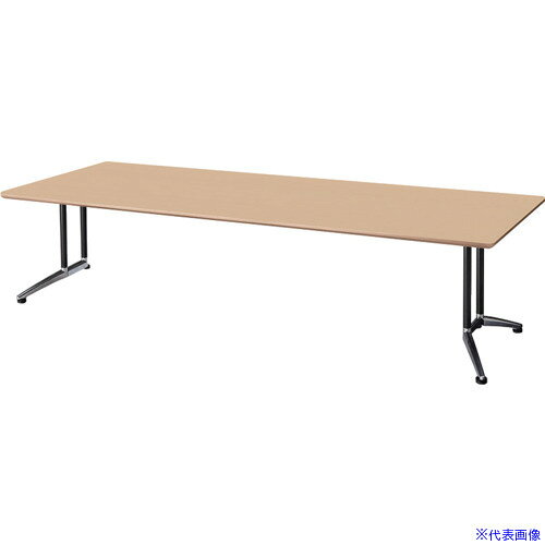 ■NAIKI ミーティングテーブル(配線無 KDG型/天板:サンドウォールナット 脚:ブラック/W2100×D900×H715 KDG2190ASDW(6812365)[送料別途お見積り][法人限定][外直送]