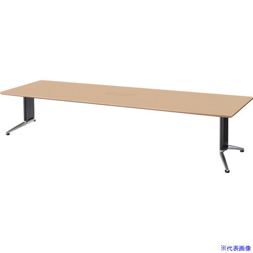 Rakuten - ■NAIKI ミーティングテーブル(縦配線 KDG型/天板:サンドウォールナット 脚:ブラック/W2400×D900×H715 KDG2490AHVSDW(6812388)[送料別途お見積り][法人限定][外直送]