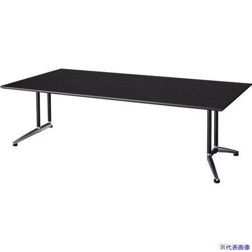 ■NAIKI ミーティングテーブル(配線無 KDG型/天板：ウォールナット 脚：ブラック/W1800×D900×H715 KDG1890AW9(6812412)[送料別途お見積り][法人限定][掲外取寄]