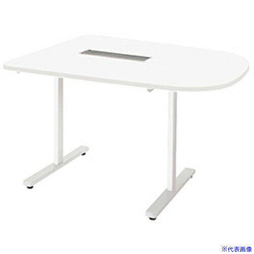 ■NAIKI ミーティングテーブル(配線付/半長円テーブル モプト MP型/天板：ホワイト 脚：クリアーホワイト/W1200×D900×H720 MP1290SRHWH(6814676)[送料別途お見積り][法人限定][掲外取寄]