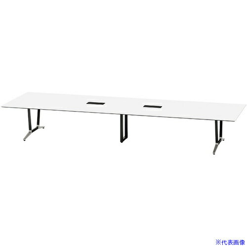 ■NAIKI ミーティングテーブル(舟底配線付 アドコード ADC型/天板:ホワイト 脚部:ポリッシュ/W4800×D1500 ADC4815AKHPBH(6918117)[送料別途お見積り][法人限定][掲外取寄]
