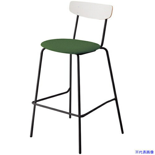 ■NAIKI ミーティングチェアー(ハイ) プルミノ E395型/合板：ホワイトオーク/座面：ダークグリーン E396..