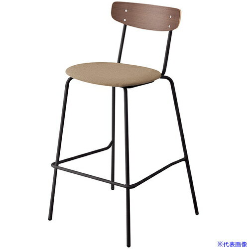 ■NAIKI ミーティングチェアー(ハイ) プルミノ E395型/合板：ダークウォールナット/座面：セサミ E396FSBM16SM(6927810)[送料別途お見積り][法人限定][掲外取寄]