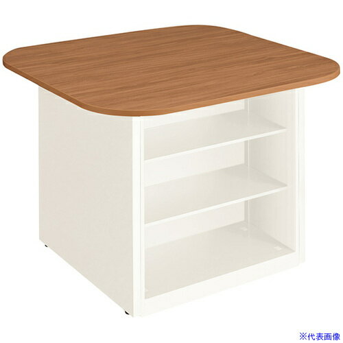 ■NAIKI キャビネットカウンター スクエアタイプ CF型/脚:ホワイト/天板:ミディアムウォールナット 幕板:ホワイト/W1400×D1400 CFH1414SWMWW(6932440)[送料別途お見積り][法人限定][掲外取寄]