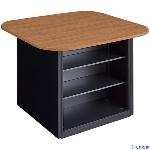 ■NAIKI キャビネットカウンター スクエアタイプ CF型/脚:ブラック/天板:ミディアムウォールナット/W140..