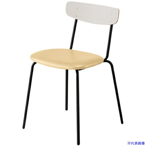 ■NAIKI ミーティングチェアー(4本脚 プルミノ E395型/合板：ホワイトオーク/座面：アイボリー E395VSBM..