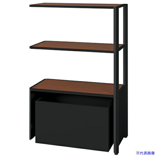 オレンジブック トラスコ中山　TRUSCONAIKI シェルフラック(下段ボックス メレム MU型/天板：ダークウォールナット 本体：サテンブラック/W925×H1393 〔品番:MU0914RUSSBWN〕[ 注番:6962733]特長●...
