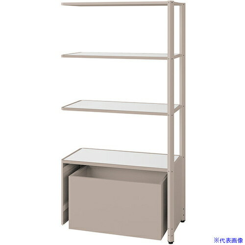 ■NAIKI シェルフラック(下段ボックス メレム MU型/天板：サテンホワイト 本体：サテンアッシュトープ/W925×H1813 MU0918RUSSTSW(6962812)[送料別途お見積り][法人限定][掲外取寄]