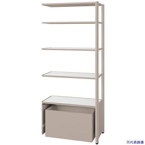 オレンジブック トラスコ中山　TRUSCONAIKI シェルフラック(下段ボックス メレム MU型/天板：サテンホワイト 本体：サテンアッシュトープ/W925×H2103 〔品番:MU0921RUSSTSW〕[ 注番:6962815]特長●...
