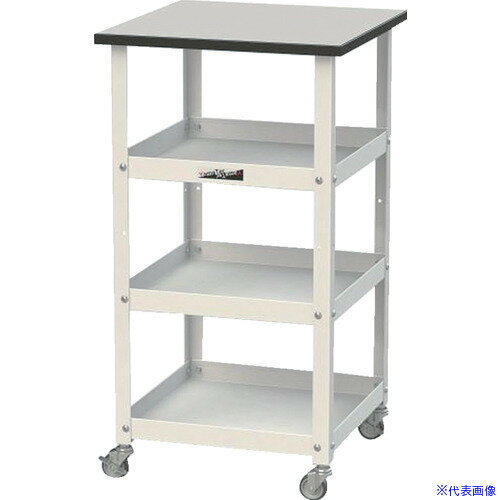 オレンジブック トラスコ中山　TRUSCOヤマテック 天板付き150ワゴン 棚板3枚仕様 RoHS2指令対応塩ビシート天板 W450×D450×H825mm ライトグレー/シルキーホワイト 〔品番:HTRCM4545T3GYW〕[ 注番:6...