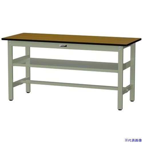 ■ヤマテック 中量作業台 ワークテーブル500シリーズ 固定式 中間全面棚板付 メラミン天板 W1500×D600×H..