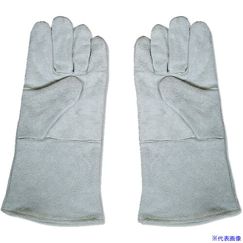 ■セーフラン 溶接用牛革手袋 フリーサイズ 5本指タイプ グレー 39952(6974207)[送料別途お見積り][法人..
