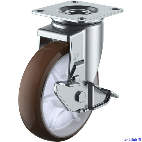 ■ユーエイ プレート式 自在 ステンレスキャスター ウレタン 車輪径150mm ストッパー付き Jタイプ SUS-J2-S型 取付寸法80×80(75×75) SUSBRUJ2150S(6976879)