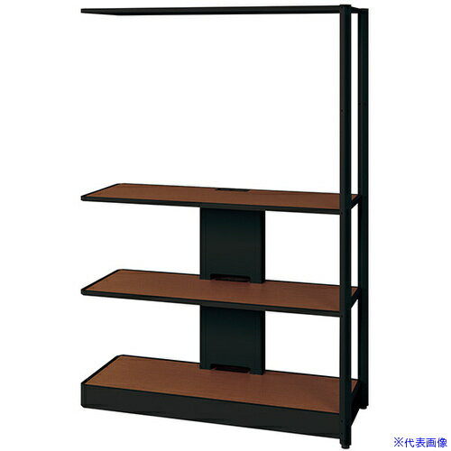 オレンジブック トラスコ中山　TRUSCONAIKI シェルフラック(モニターユニット メレム MU型/天板：ダークウォールナット 本体：サテンブラック/W1225×H1813 〔品番:MU1218RMHSBWN〕[ 注番:6983363]...