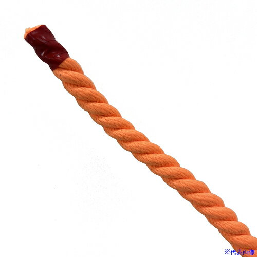 ■グリーンクロス エステルスパン蛍光カラーロープ オレンジ 12mm×切売 6300063413(6983830)[送料別途お..