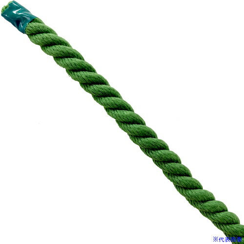 ■グリーンクロス エステルスパンカラーロープ 緑 10mm×切売 6300063389(6983832)[送料別途お見積り][法..