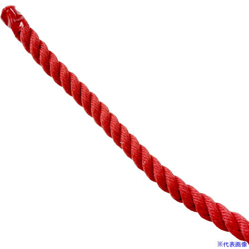 ■グリーンクロス エステルスパンカラーロープ 赤 5mm×切売 6300063392(6983836)[送料別途お見積り][法..
