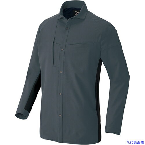■アイトス 長袖シャツ(男女兼用) TULTEX WORK AZ4235 チャコールXブラック 4L AZ42...