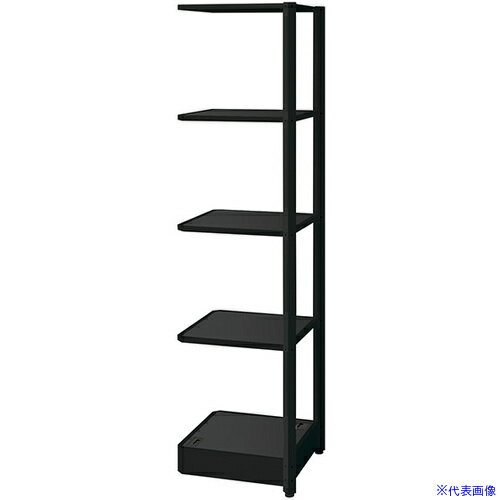 ■NAIKI シェルフラック(コーナー連結 メレム MU型/天板：サテンブラック 本体：サテンブラック/W475×H1813 MU0418RSBSB(6986494)[送料別途お見積り][法人限定][掲外取寄]